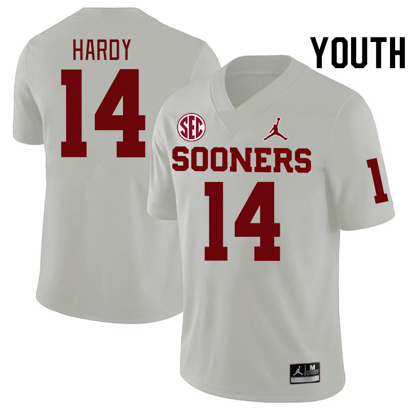 Youth #14 Jaydan Hardy Oklahoma Sooners 2024 SEC Conference College Football Jerseys-White